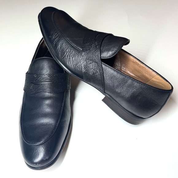 ZANZARA Mens PENNY LOAFERS 1/2 in Heeled Black Leather Dress SHOES Size- 10 - Picture 6 of 9